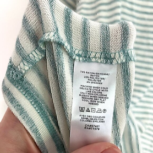 NEW NWT ANN TAYLOR Stripe Flutter Sleeve Tee White Aqua Blue Short Sleeve Knit S - Picture 10 of 12